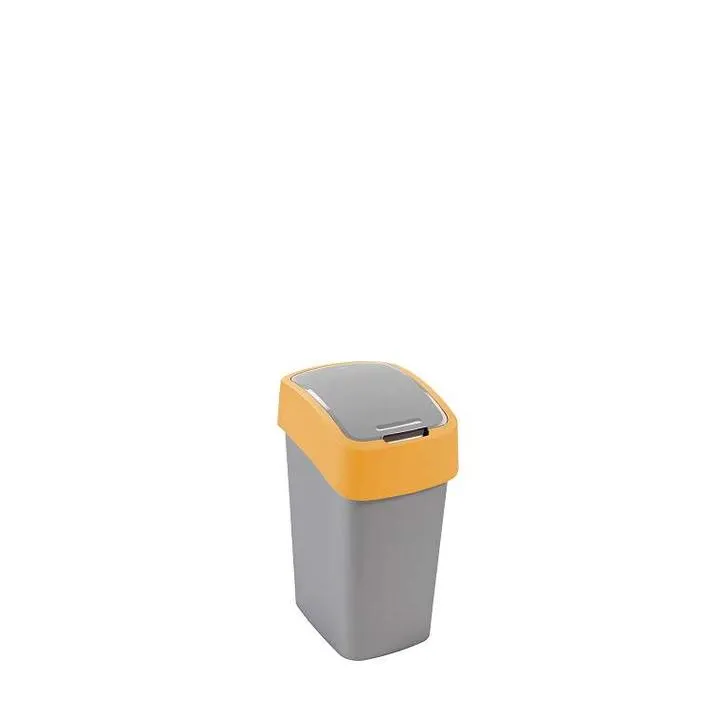 CURVER "PACIFIC FLIP BIN" BILLENŐ FEDELES SZEMETES 9L - EZÜST/NARANCSSÁRGA