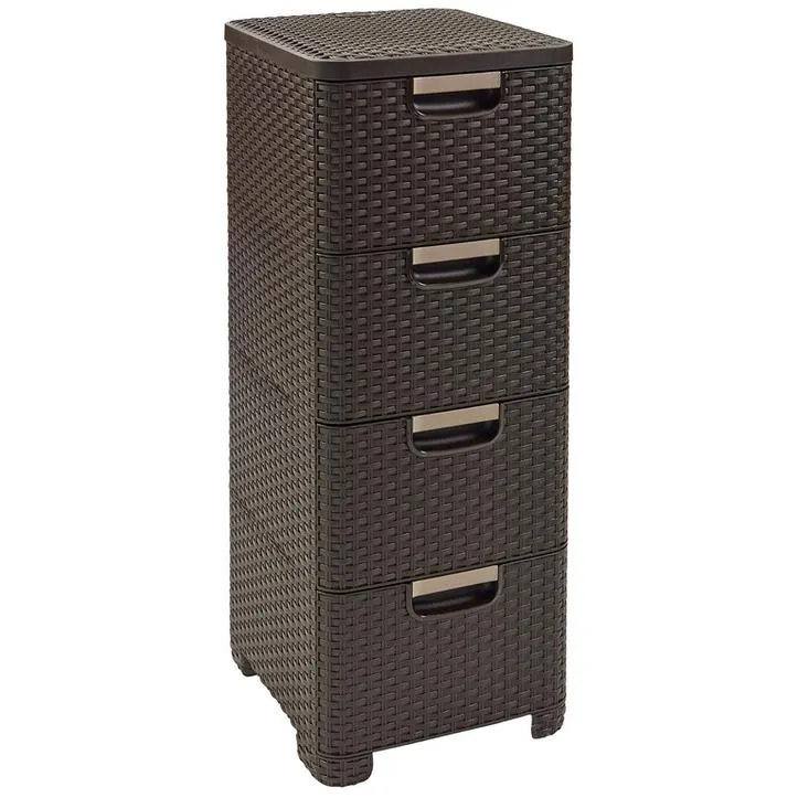 CURVER "STYLE" RATTAN 4 FIÓKOS SZEKRÉNY - BARNA