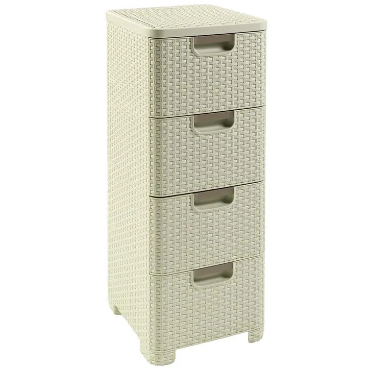 CURVER "STYLE" RATTAN 4 FIÓKOS SZEKRÉNY - KRÉM