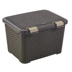 CURVER "STYLE" RATTAN TÁROLÓ LÁDA 43L FEDÉLLEL - SÖTÉTBARNA