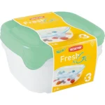 CURVER "FRESH&GO" SZÖGLETES ÉTELTARTÓ SZETT 3x0,8L - ÁTLÁTSZÓ/ZÖLD