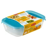 CURVER "FRESH&GO" SZÖGLETES ÉTELTARTÓ SZETT 0,5L + 1L + 2L - TRANSZPARENS/KÉK - Image 7