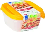 CURVER "FRESH&GO" SZÖGLETES ÉTELTARTÓ SZETT 3x0,8L - TRANSZPARENS/NARANCSSÁRGA - Image 2