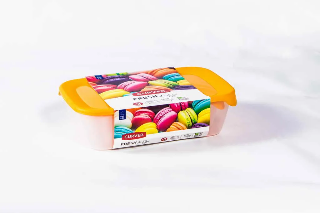 182602-1610540225582 CURVER "FRESH&GO" SZÖGLETES ÉTELTARTÓ SZETT 0,5L + 1L + 2L - Image 1