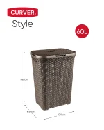 CURVER "STYLE" RATTAN HATÁSÚ SZENNYESTARTÓ 60L - SÖTÉTBARNA - Image 3