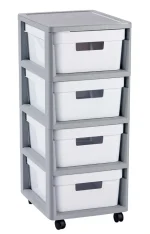 CURVER "INFINITY" FIÓKOS TÁROLÓ 4X11L - SZÜRKE/FEHÉR - Image 2