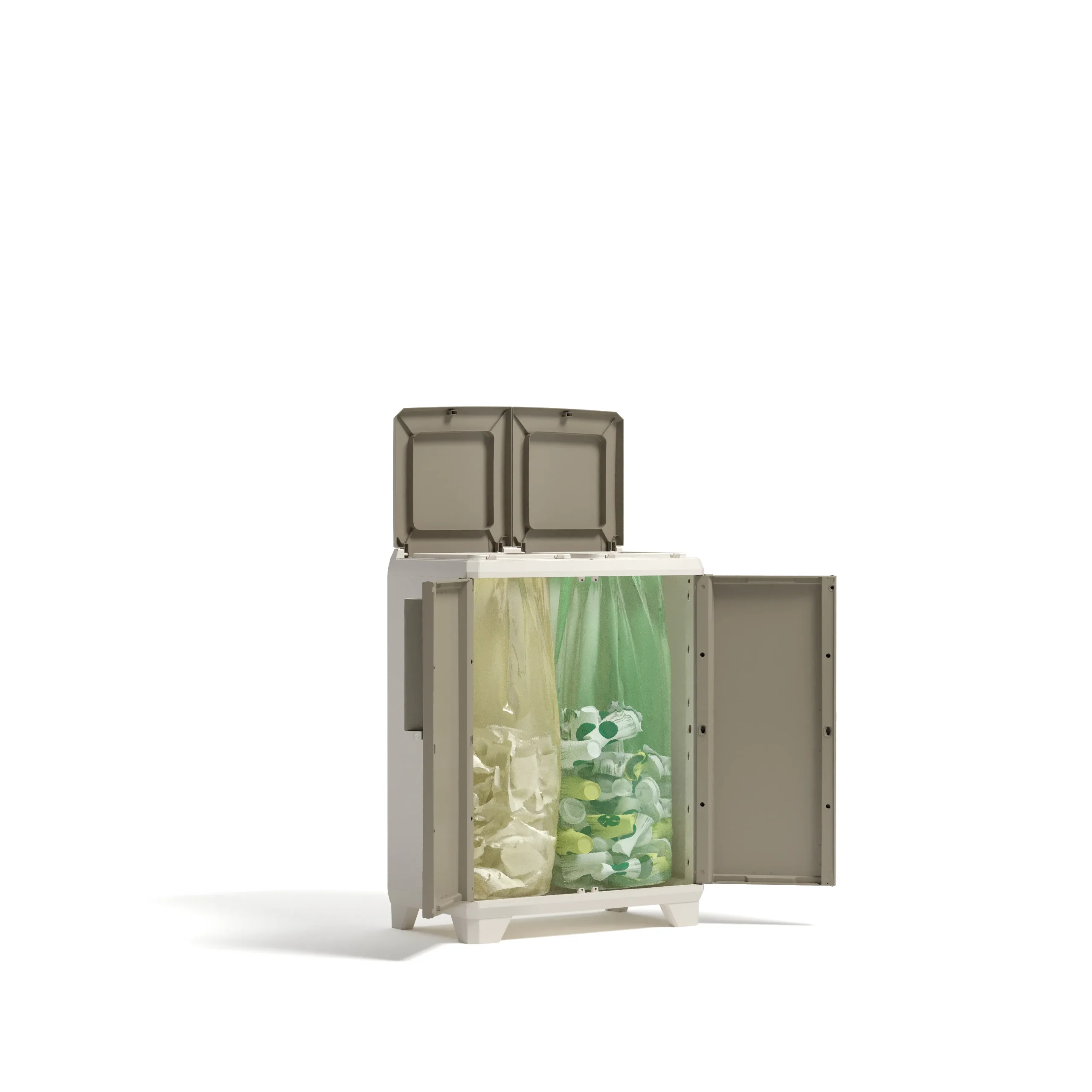 RF001099_Split-Premium-Wood_open KETER "SPLIT PREMIUM WOOD" SZELEKTÍV HULLADÉKGYŰJTŐ MŰANYAG TÁROLÓ - Image 1